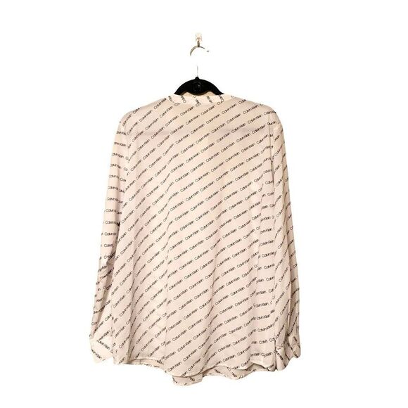 Calvin Klein Womens Top White XL Button Up Logo Long Sleeve Plus Size New - Picture 5 of 9